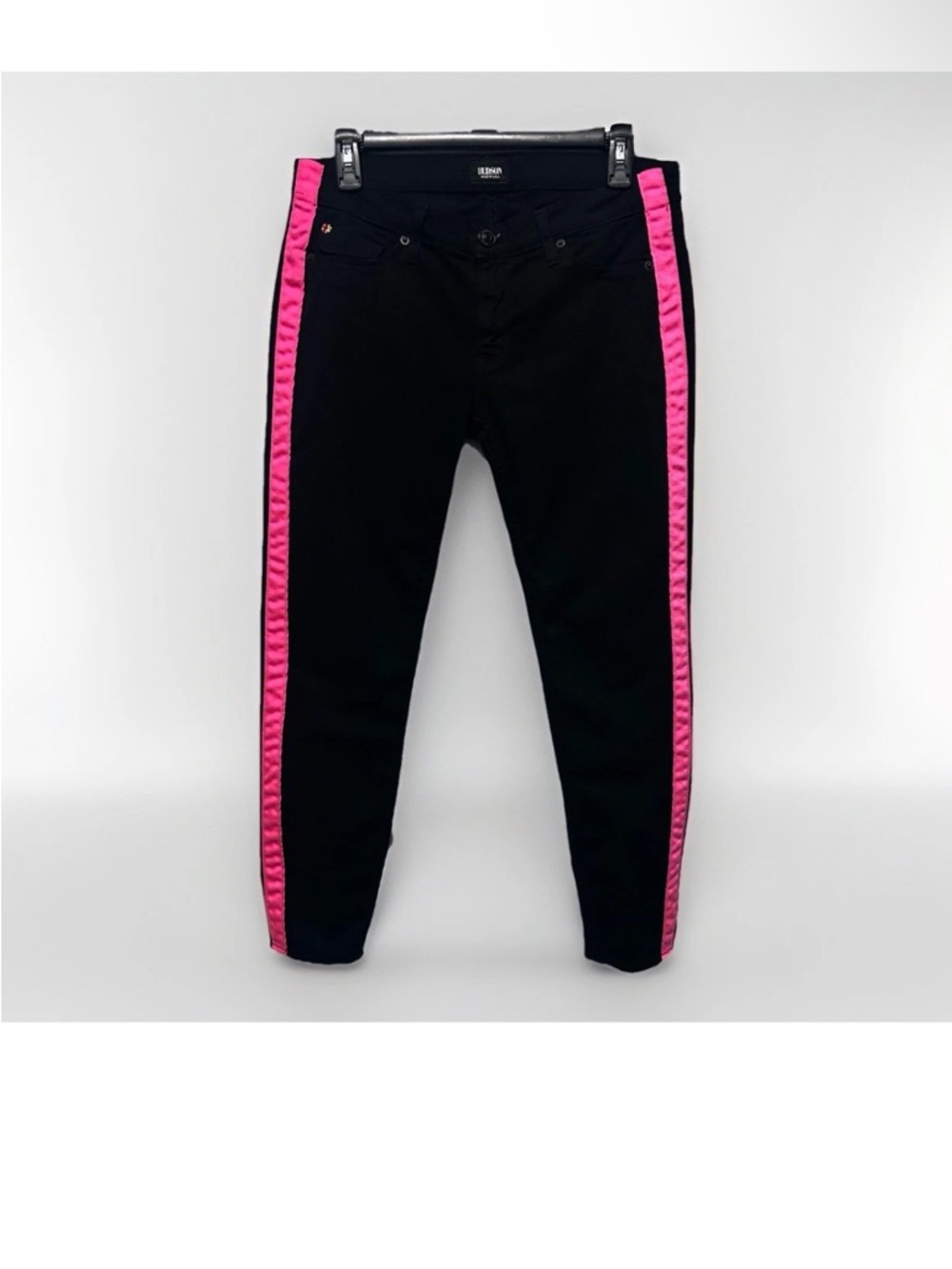 3/$30 SALE Black Cropped Jeans Tuxedo Style with Hot Pink Side Stripe